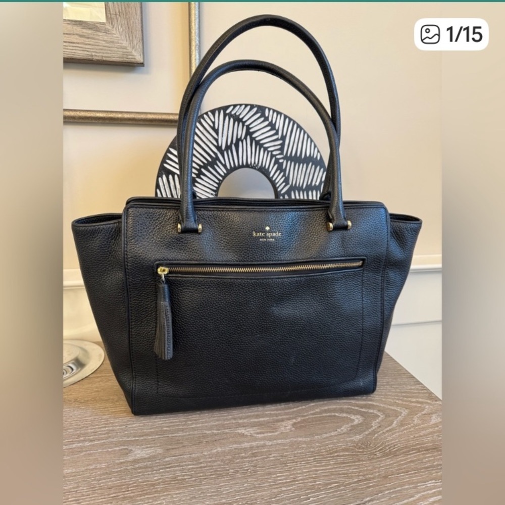 EUC Kate Spade Chester Street Allyn Large Black Leather Tote Bag